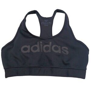 Adidas Graphic Logo Sports Bra Black Women's M Spellout Activewear Athlesiure